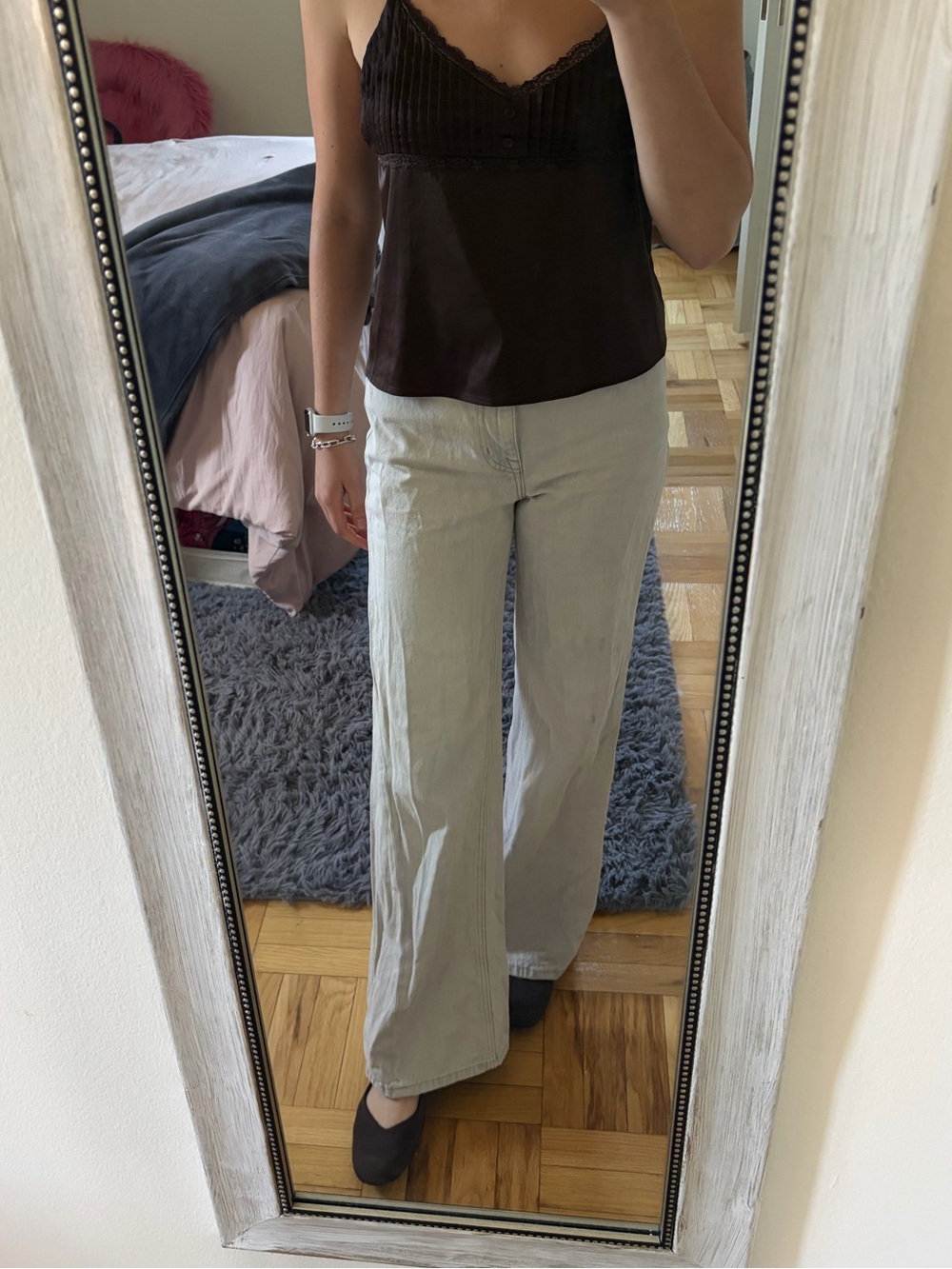 PISTOLA Wide Leg Light Gray Bleach Wash Jeans